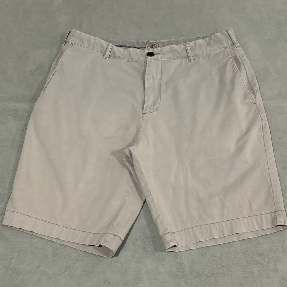 Faherty Shorts Mens 32x9 Cotton Casual Formal Light Wash Chino